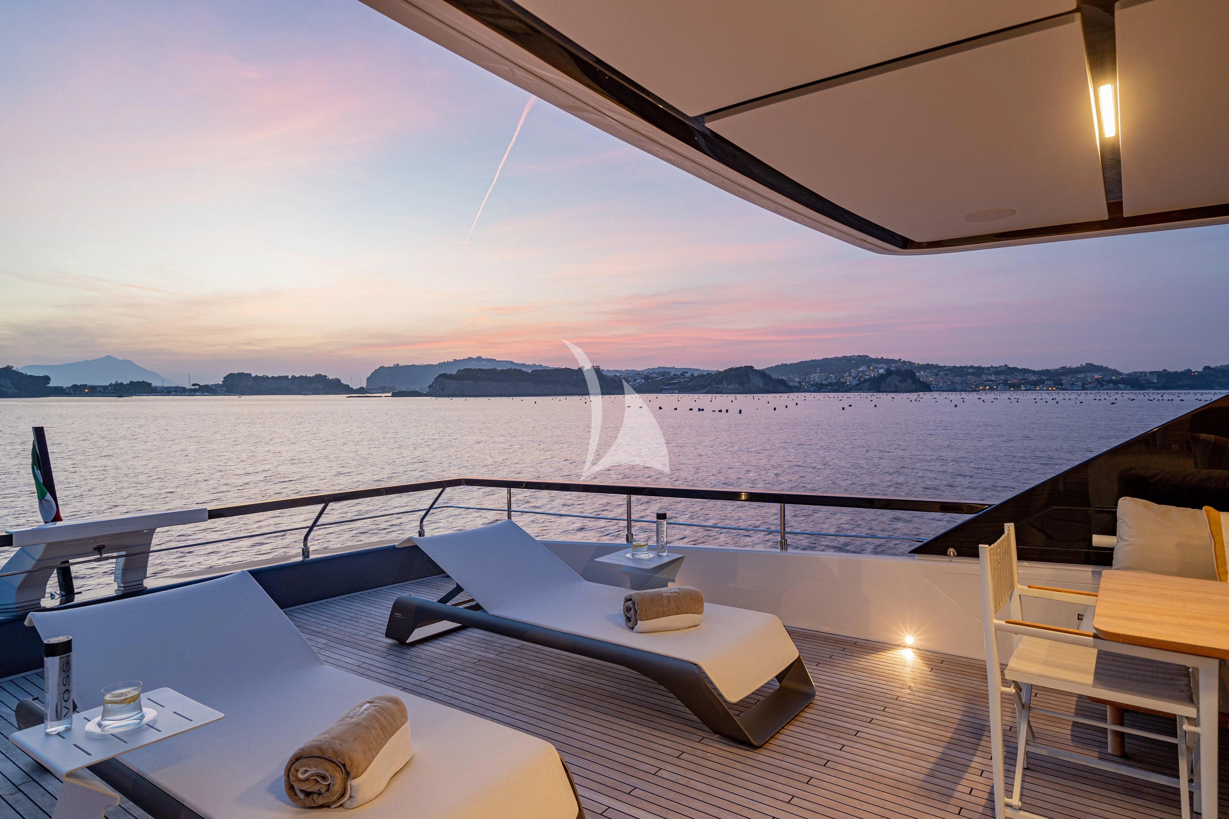 a view of a body of water from a balcony aboard VITTORIA Yacht for Sale