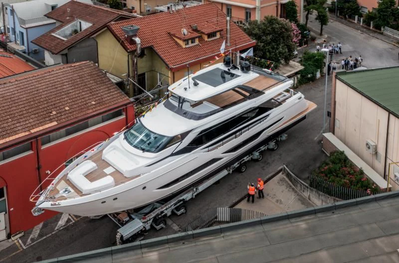 a white boat on a street aboard VITTORIA Yacht for Sale