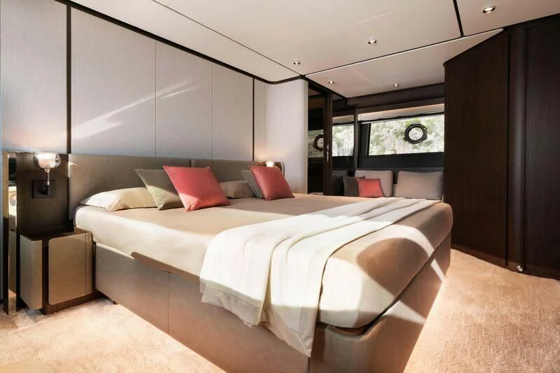 a bed in a room aboard VITTORIA Yacht for Sale