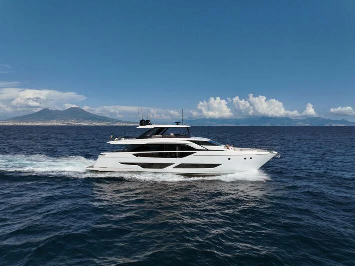 a white boat on the water aboard VITTORIA Yacht for Sale