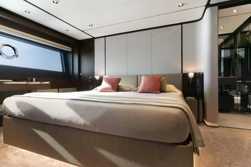a bed in a room aboard VITTORIA Yacht for Sale