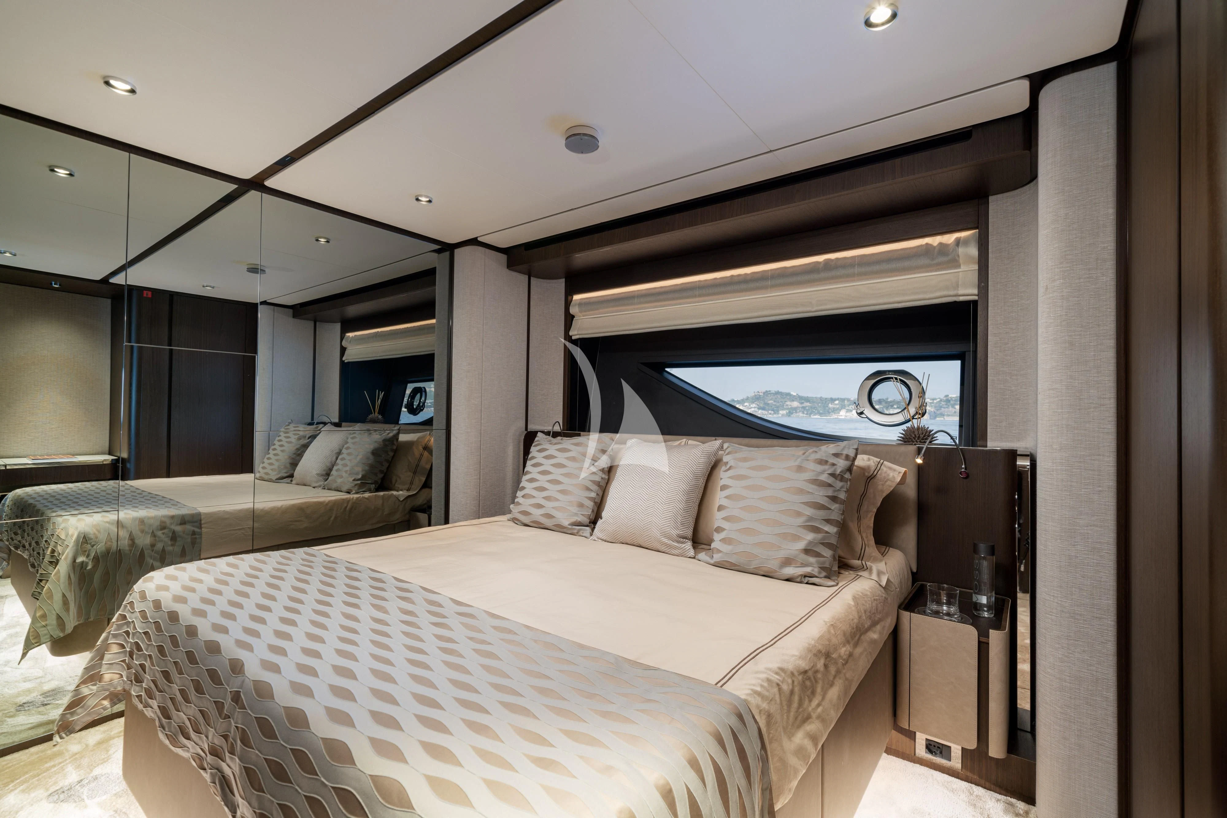 a bed in a room aboard VITTORIA Yacht for Sale
