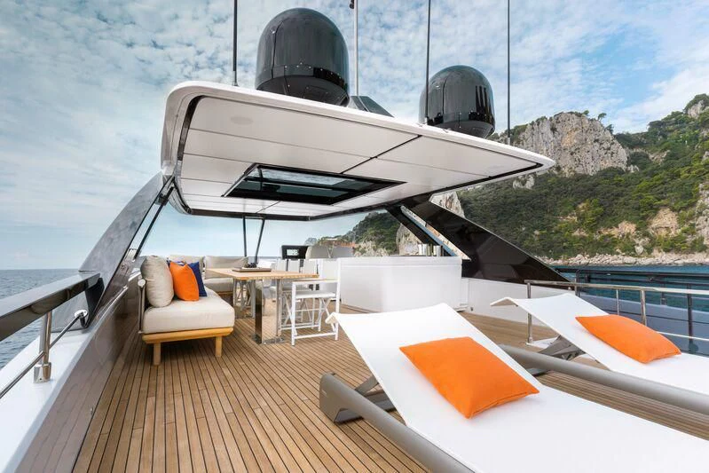 a boat on a deck aboard VITTORIA Yacht for Sale