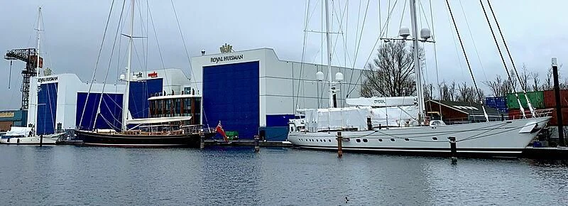 a group of boats in a harbor aboard ETHEREAL Yacht for Sale
