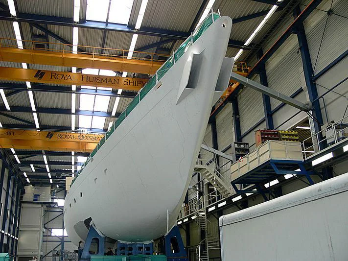 a large factory with large pipes aboard ETHEREAL Yacht for Sale