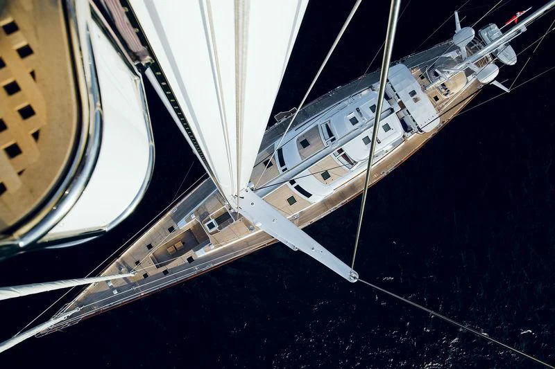 a view of a city from a window aboard ETHEREAL Yacht for Sale