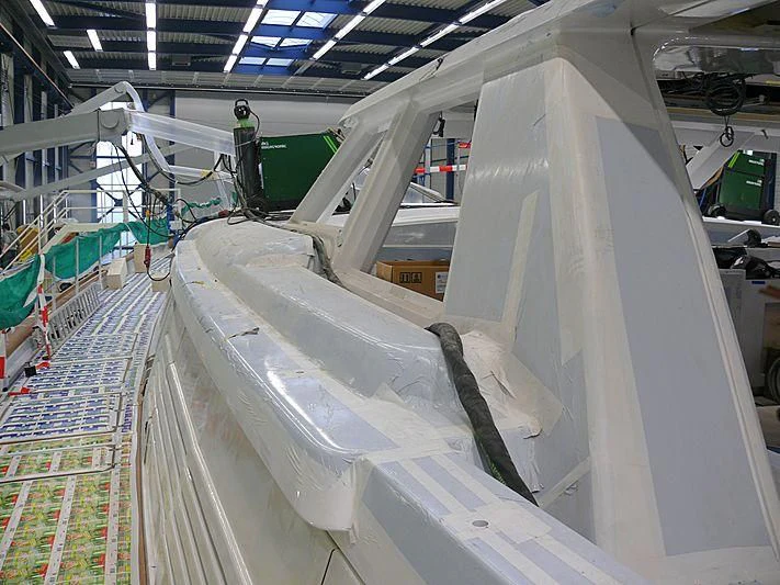 a large factory with white pipes aboard ETHEREAL Yacht for Sale