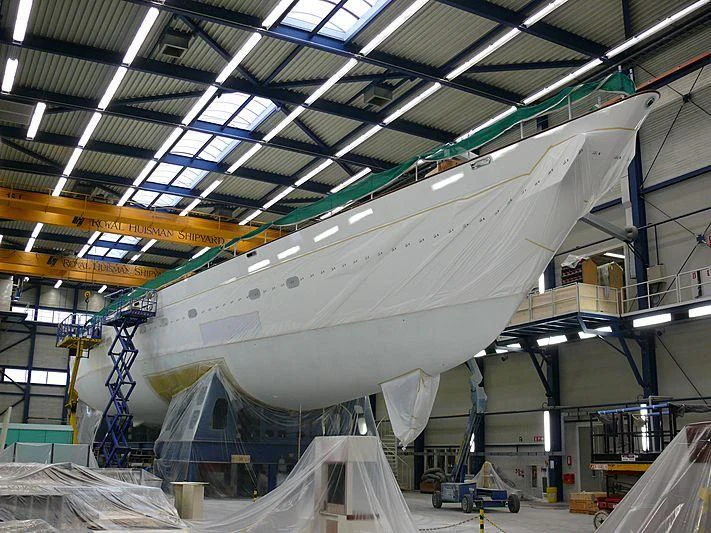 a large white space ship aboard ETHEREAL Yacht for Sale