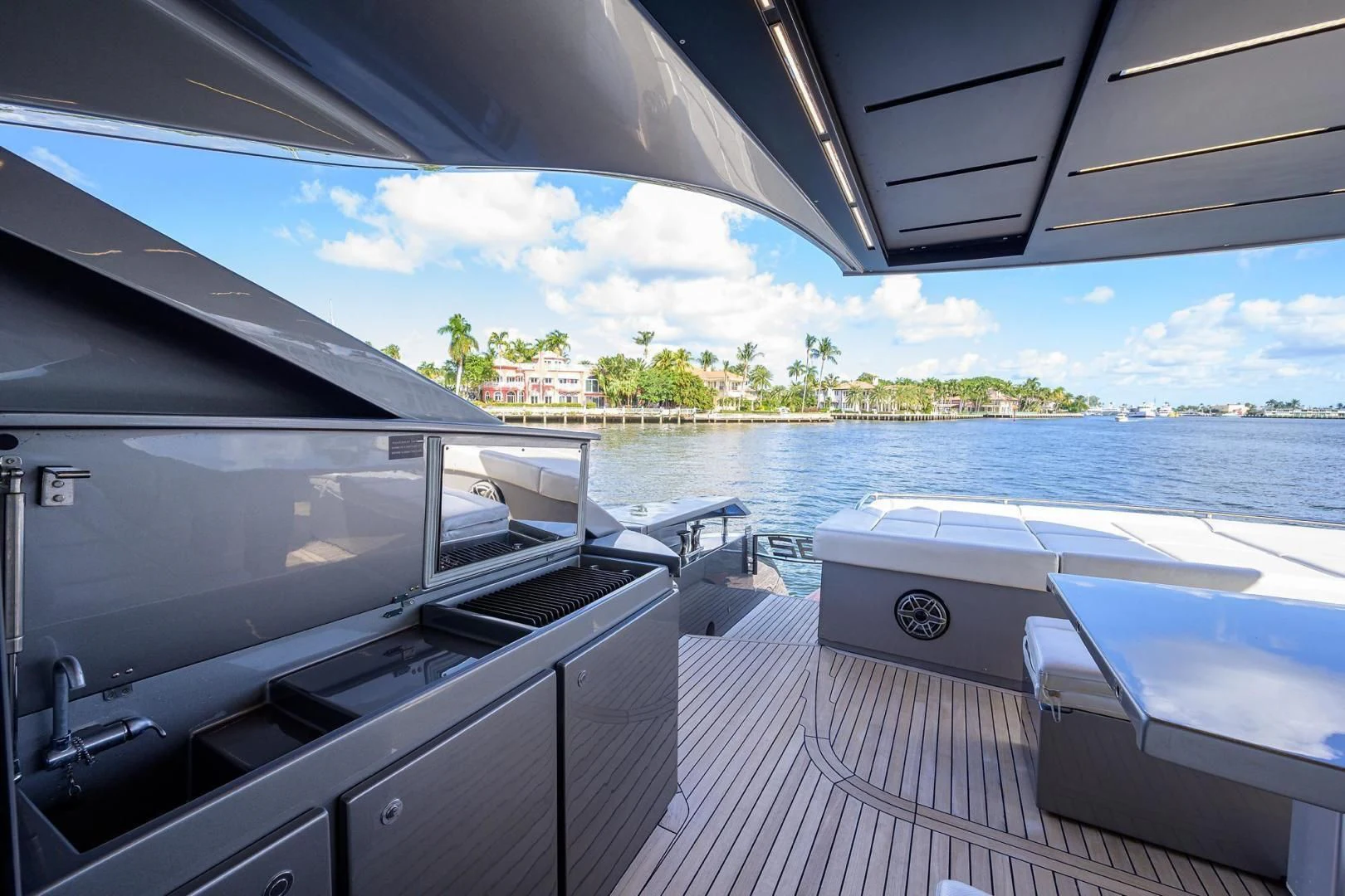a boat on a deck aboard AFRICAN WILD DOG Yacht for Sale