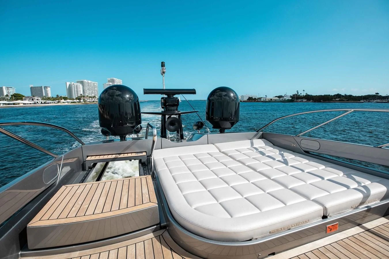 a boat with a large speaker on it aboard AFRICAN WILD DOG Yacht for Sale