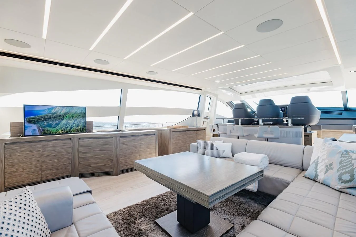 a room with a couch and a table aboard AFRICAN WILD DOG Yacht for Sale