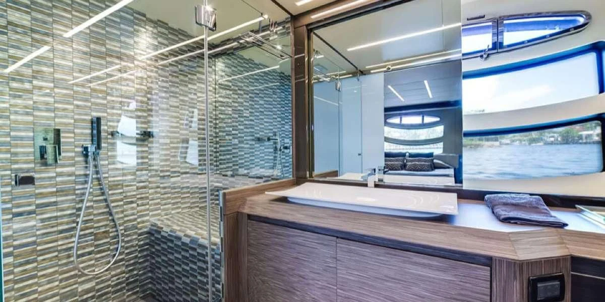 a room with a computer and a window aboard AFRICAN WILD DOG Yacht for Sale