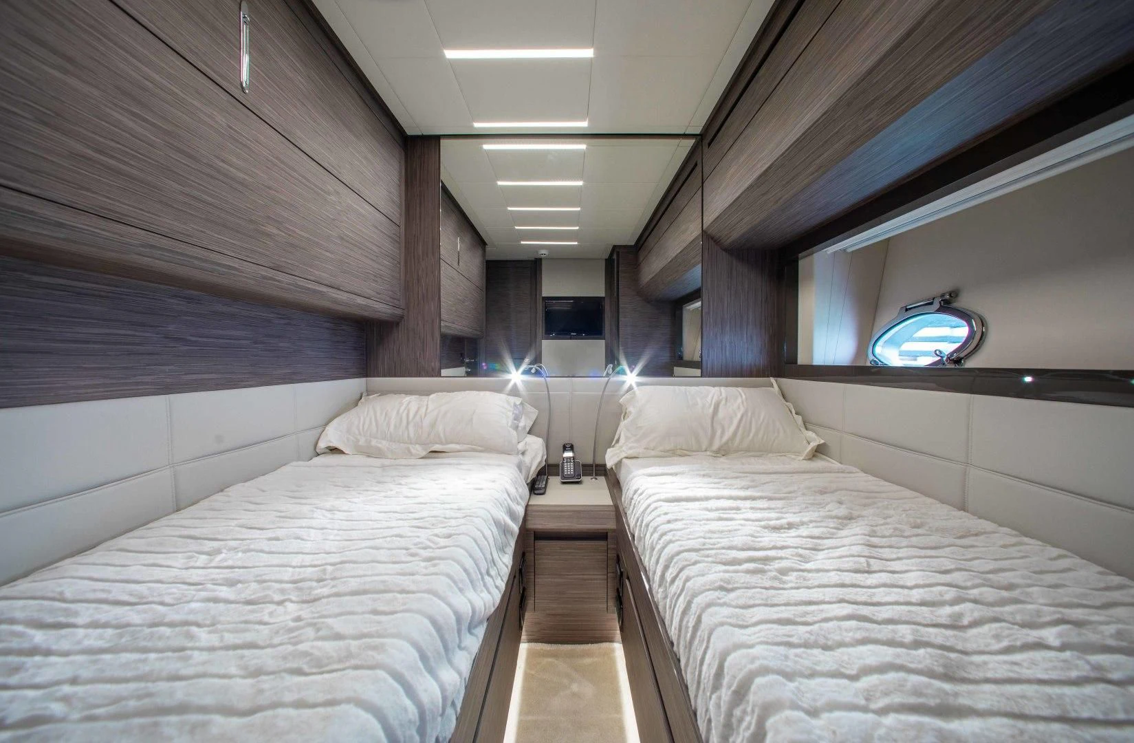 a room with two beds aboard AFRICAN WILD DOG Yacht for Sale