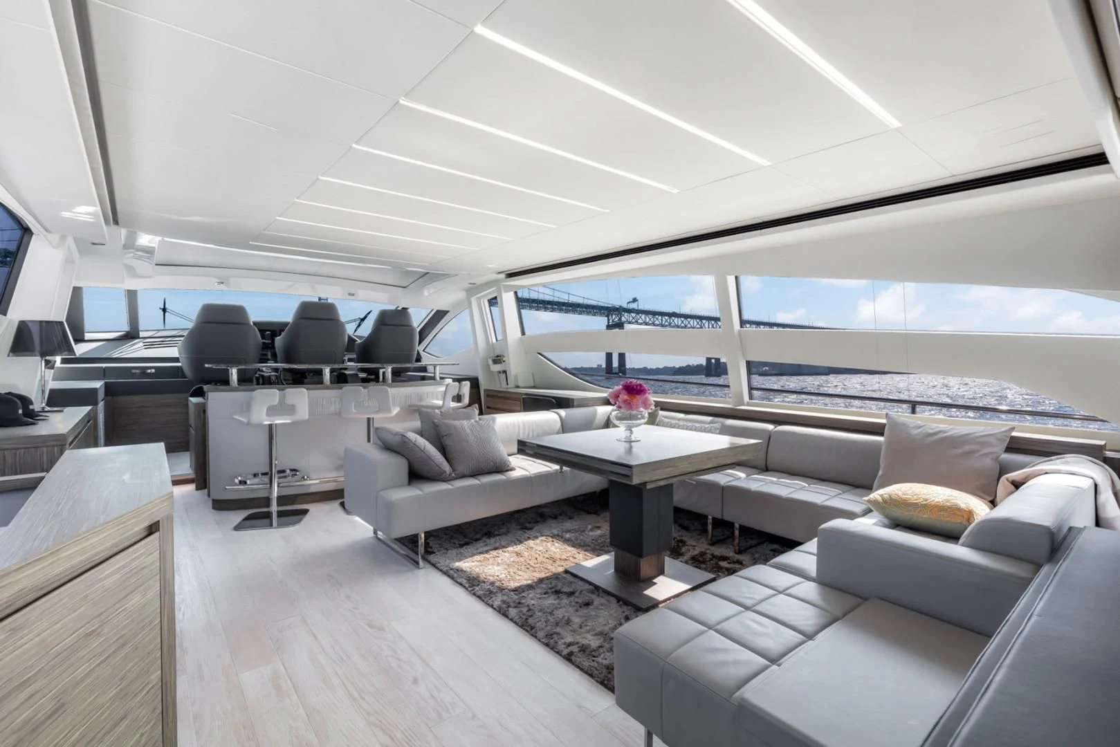 a room with a couch and a table and a tv aboard AFRICAN WILD DOG Yacht for Sale