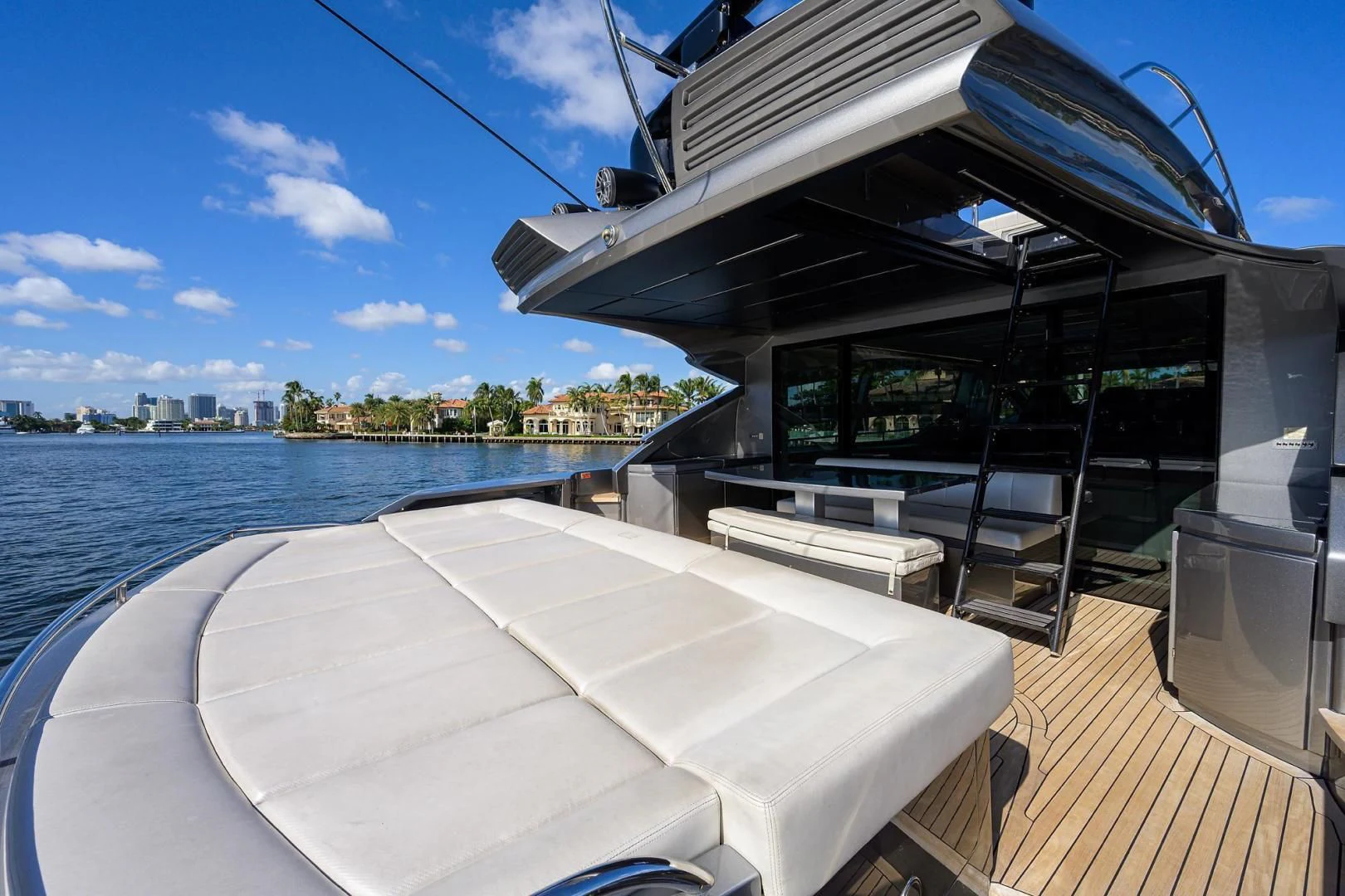 a boat on a deck aboard AFRICAN WILD DOG Yacht for Sale