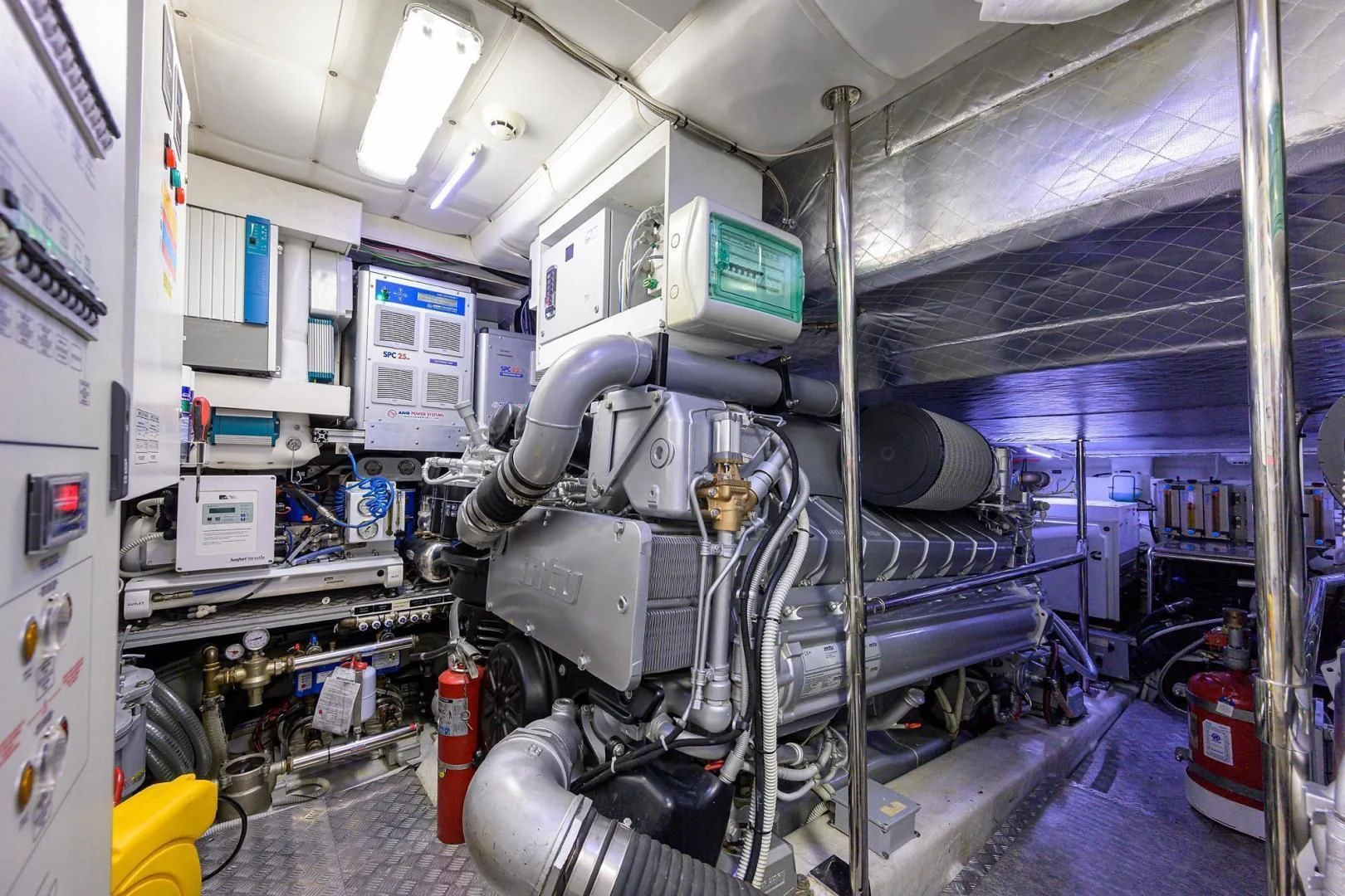 a room with machinery and equipment aboard AFRICAN WILD DOG Yacht for Sale