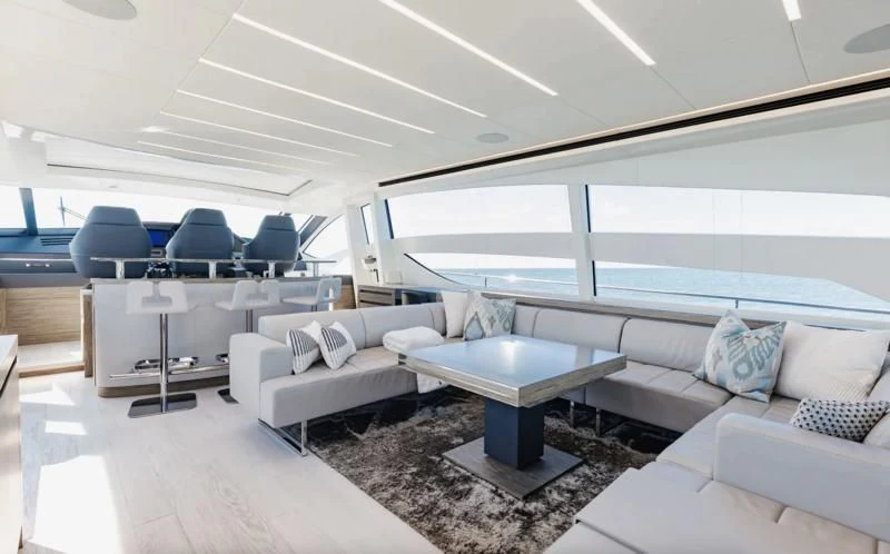 a room with a couch and a table aboard AFRICAN WILD DOG Yacht for Sale