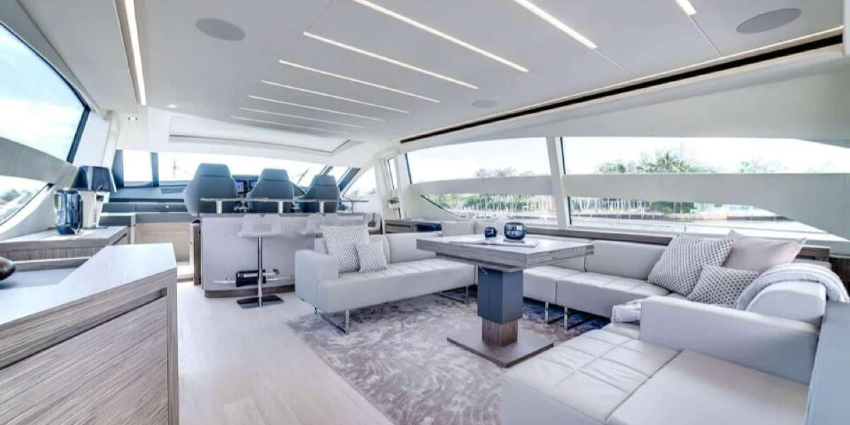 a room with a couch and a table aboard AFRICAN WILD DOG Yacht for Sale