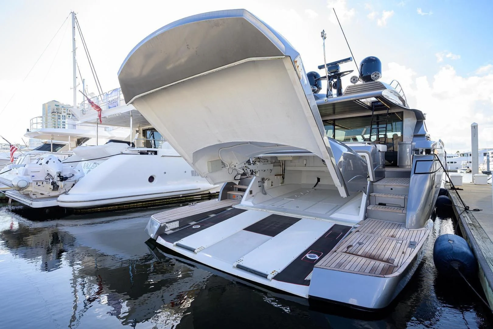 a boat docked at a pier aboard AFRICAN WILD DOG Yacht for Sale