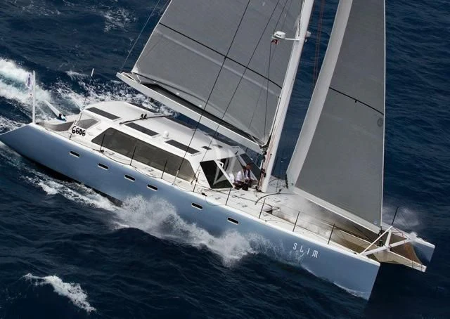 a boat on the water aboard SLIM Yacht for Charter