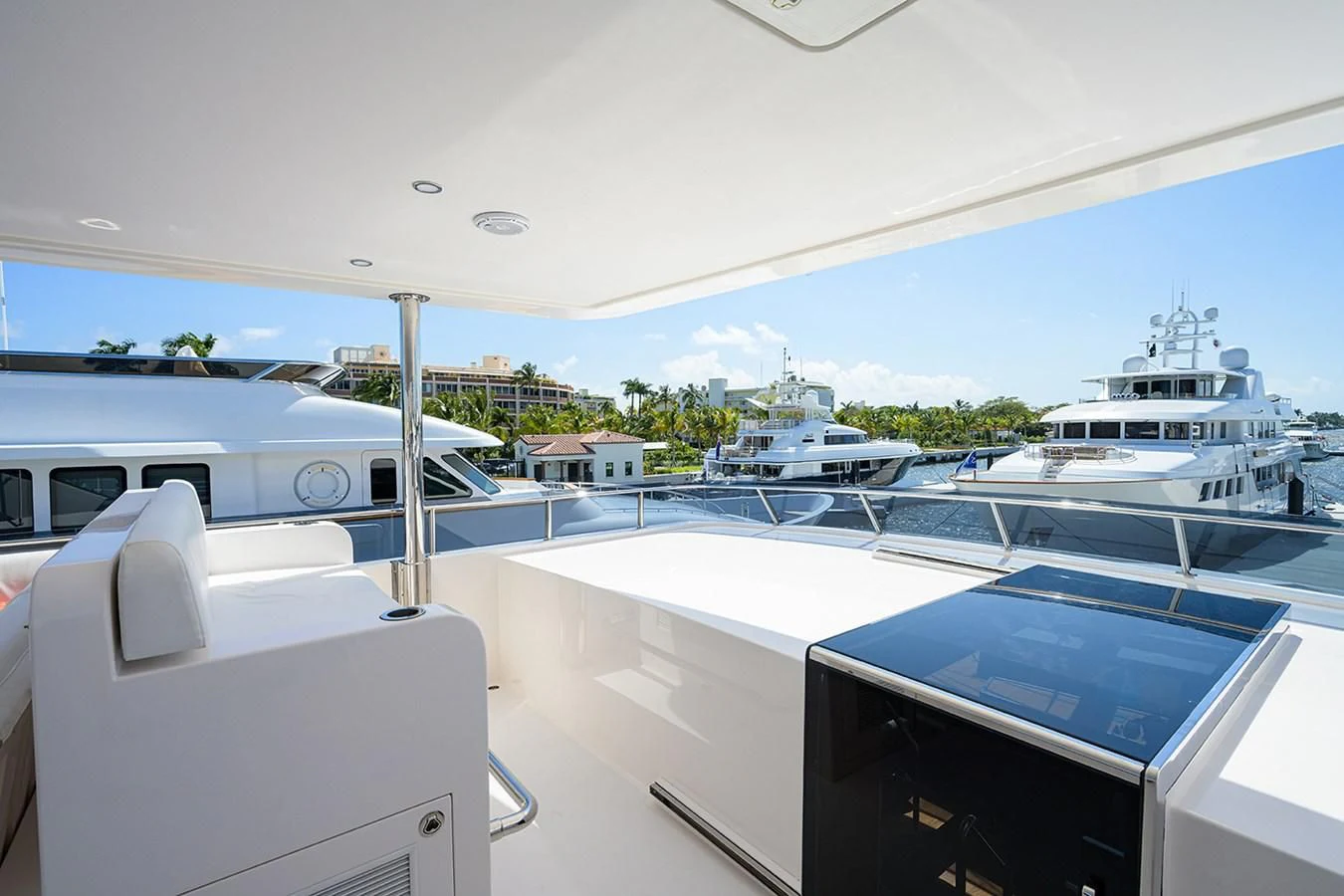 a boat in a harbor aboard RISK TAKER Yacht for Charter