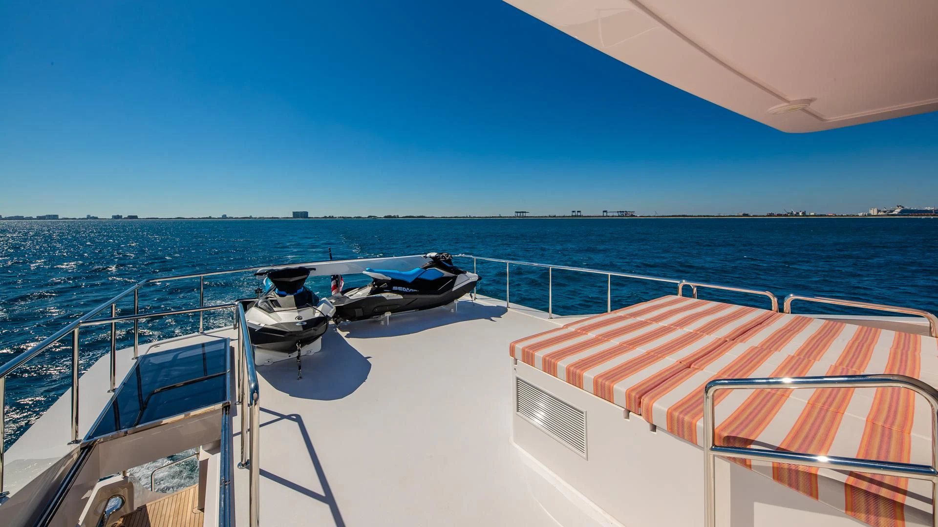 a boat on a body of water aboard RISK TAKER Yacht for Charter