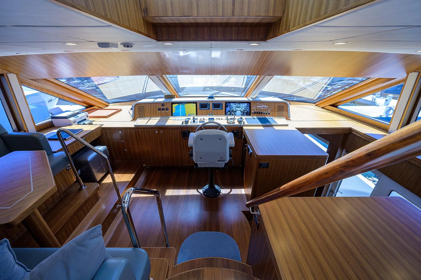 inside of a wooden boat aboard RISK TAKER Yacht for Charter