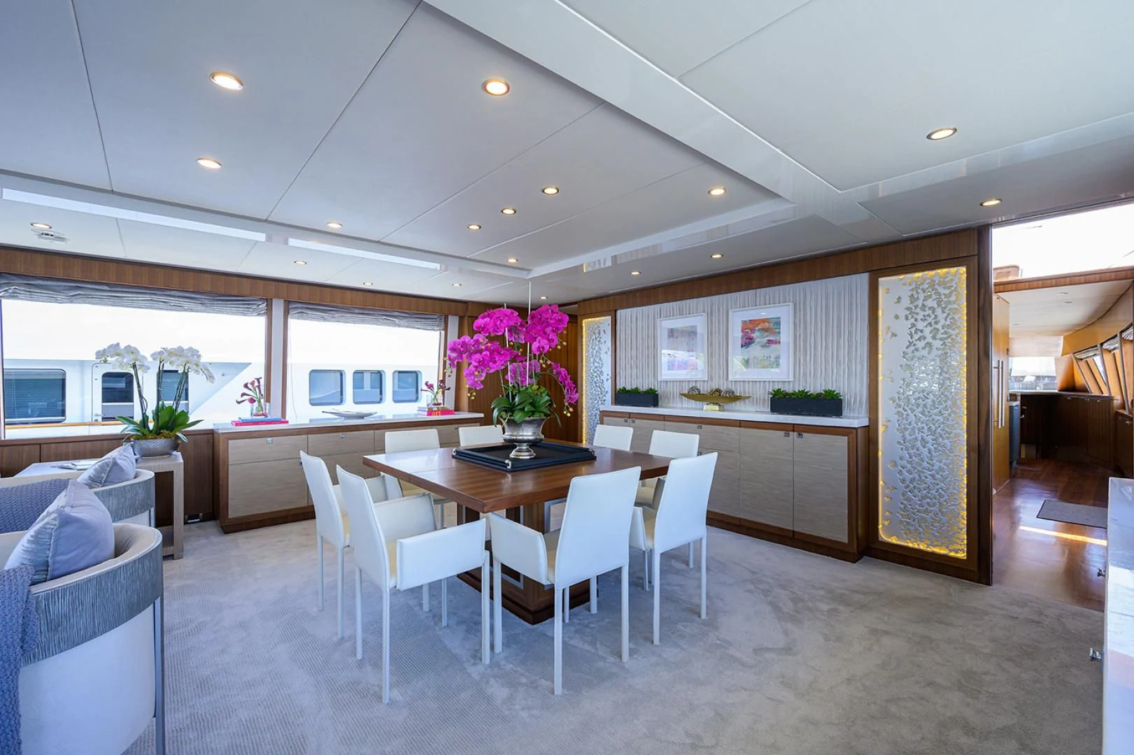 a large open office space aboard RISK TAKER Yacht for Charter