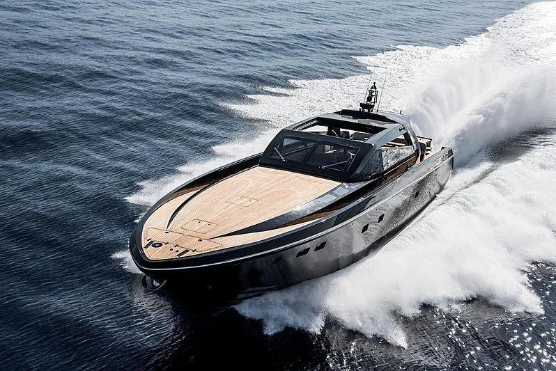 a car driving on water aboard CARA MONTANA Yacht for Sale