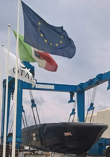 a boat with flags on it aboard CARA MONTANA Yacht for Sale
