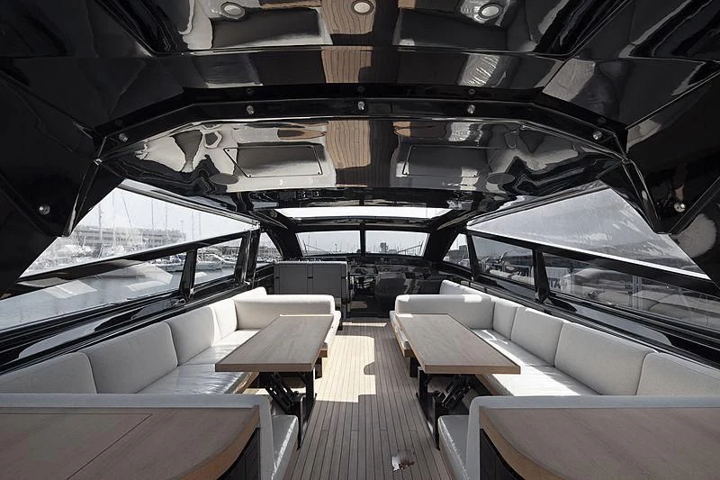 inside of a car aboard CARA MONTANA Yacht for Sale