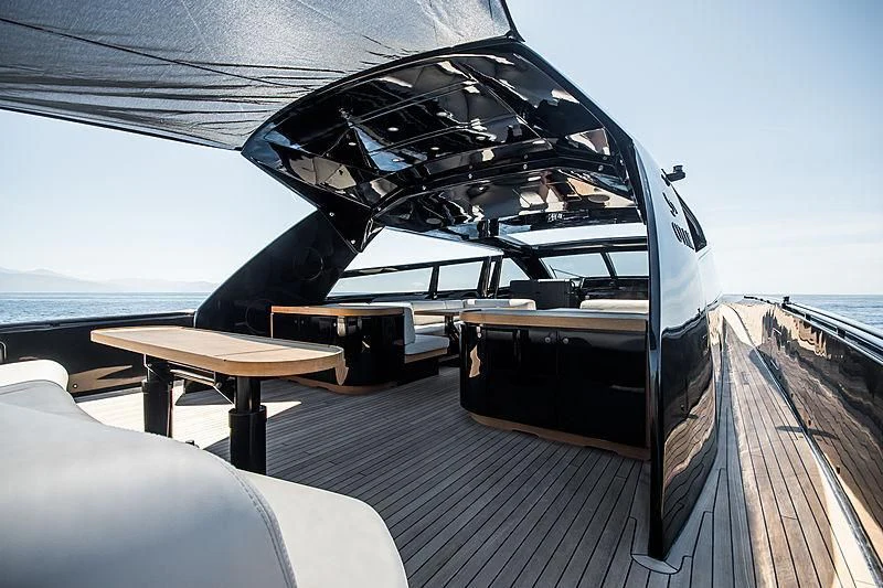 a boat on a deck aboard CARA MONTANA Yacht for Sale