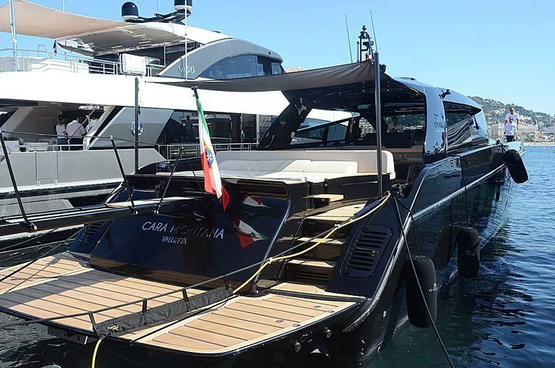 a boat docked at a pier aboard CARA MONTANA Yacht for Sale