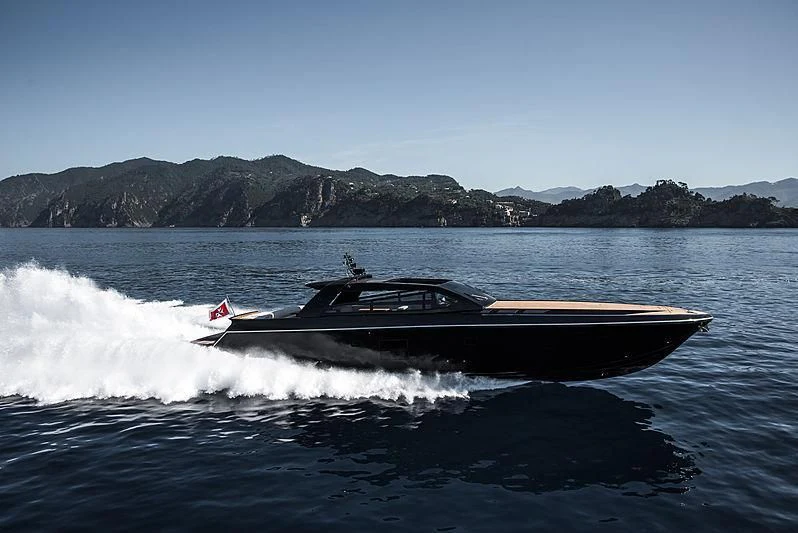 a boat splashing in the water aboard CARA MONTANA Yacht for Sale