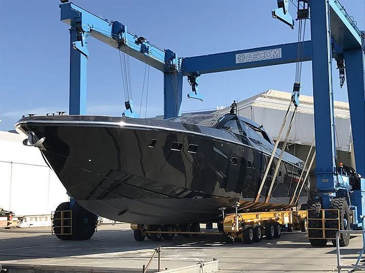 a large machine on the road aboard CARA MONTANA Yacht for Sale