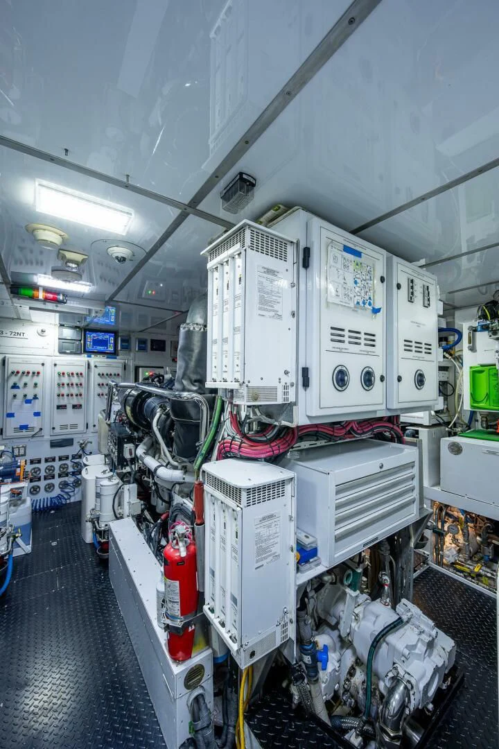 a room with several machines aboard KASHMIR Yacht for Charter