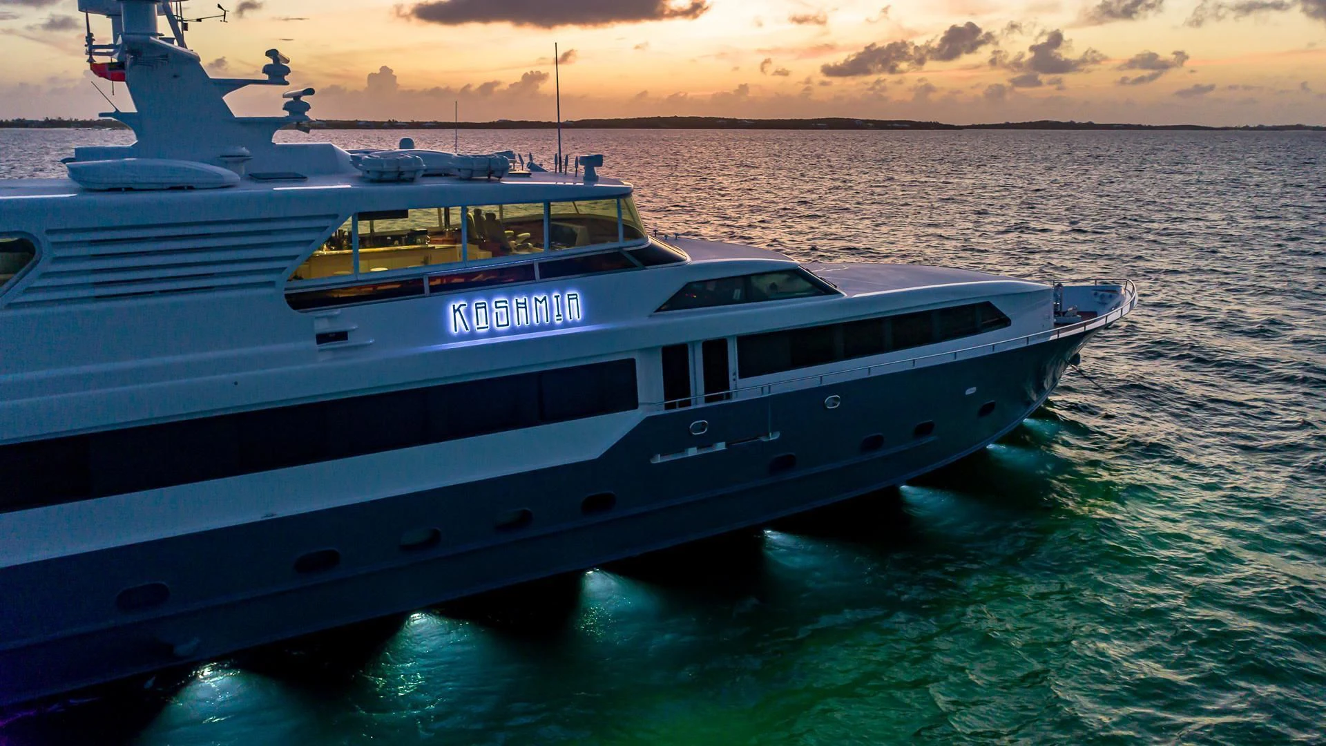 a boat in the water aboard KASHMIR Yacht for Charter