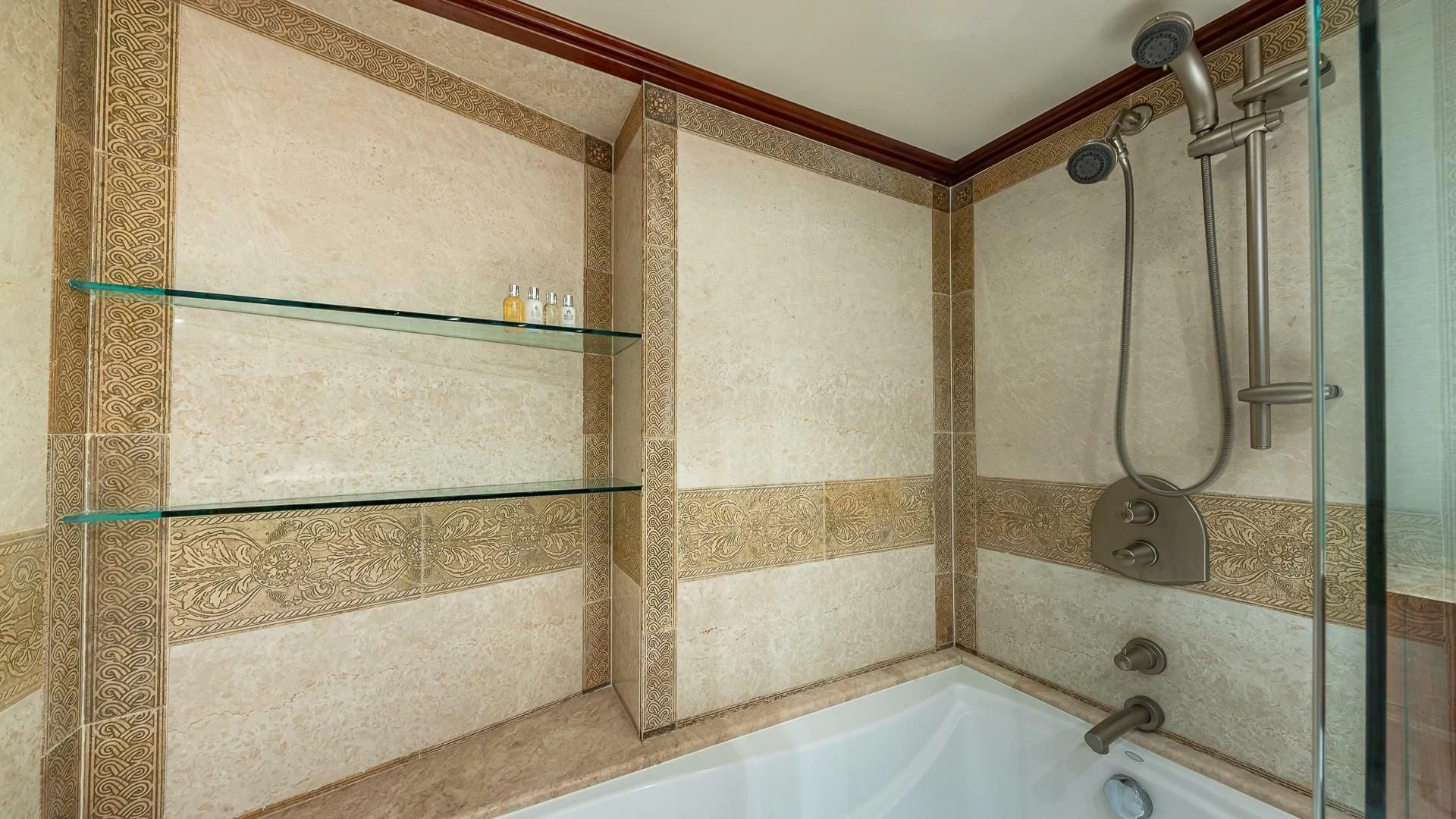 a shower unit with a glass door aboard KASHMIR Yacht for Charter