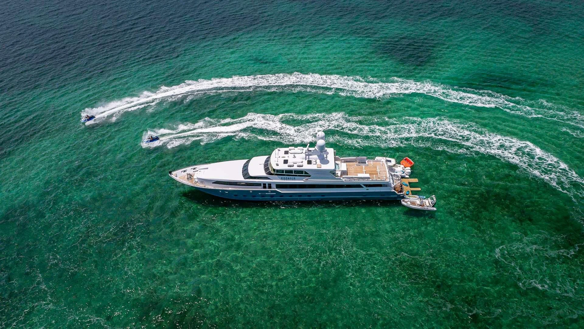 a boat in the ocean aboard KASHMIR Yacht for Charter