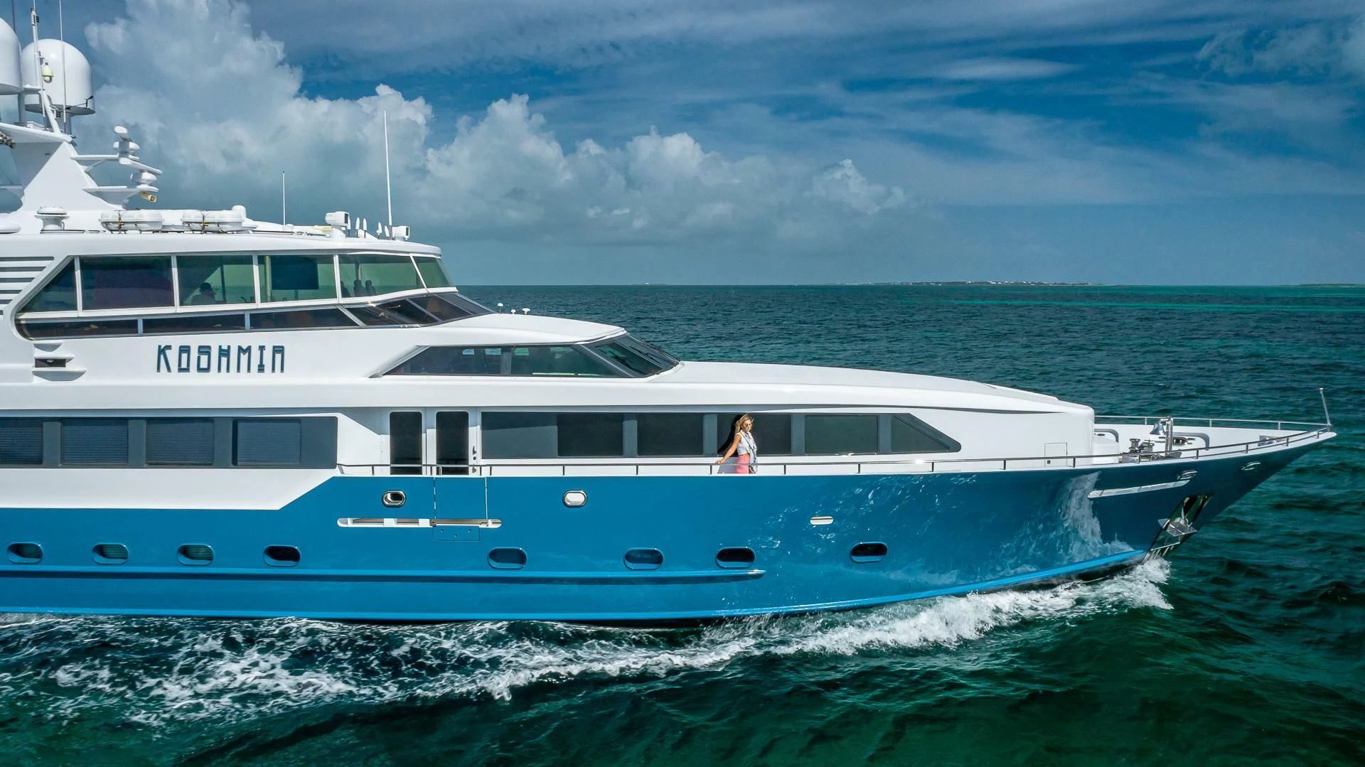 a white yacht in the water aboard KASHMIR Yacht for Charter