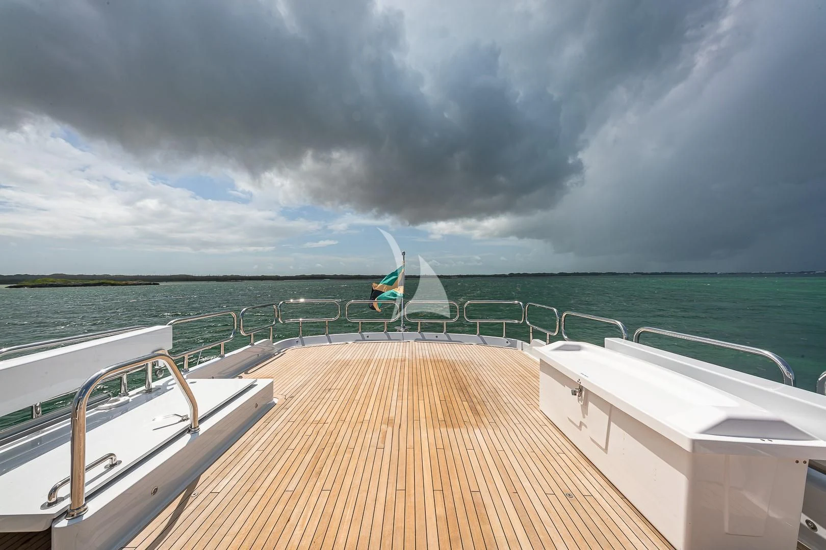 a person sitting on a boat aboard KASHMIR Yacht for Charter