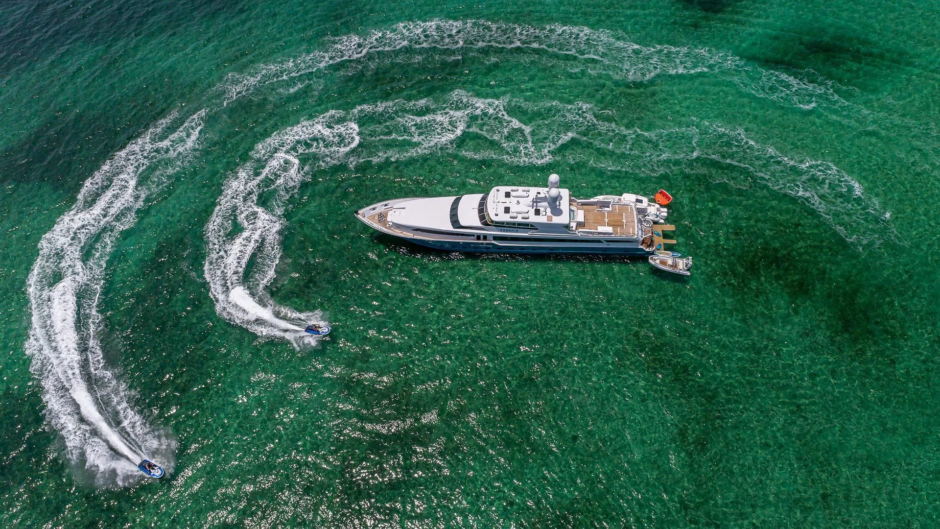 a boat in the ocean aboard KASHMIR Yacht for Charter