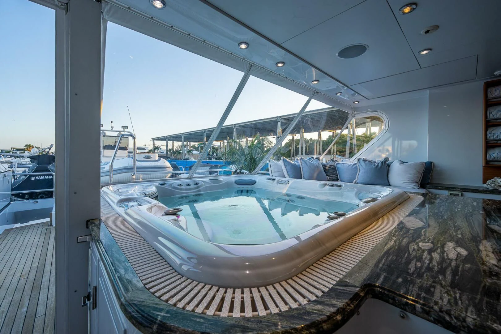 a swimming pool on a deck aboard KASHMIR Yacht for Charter