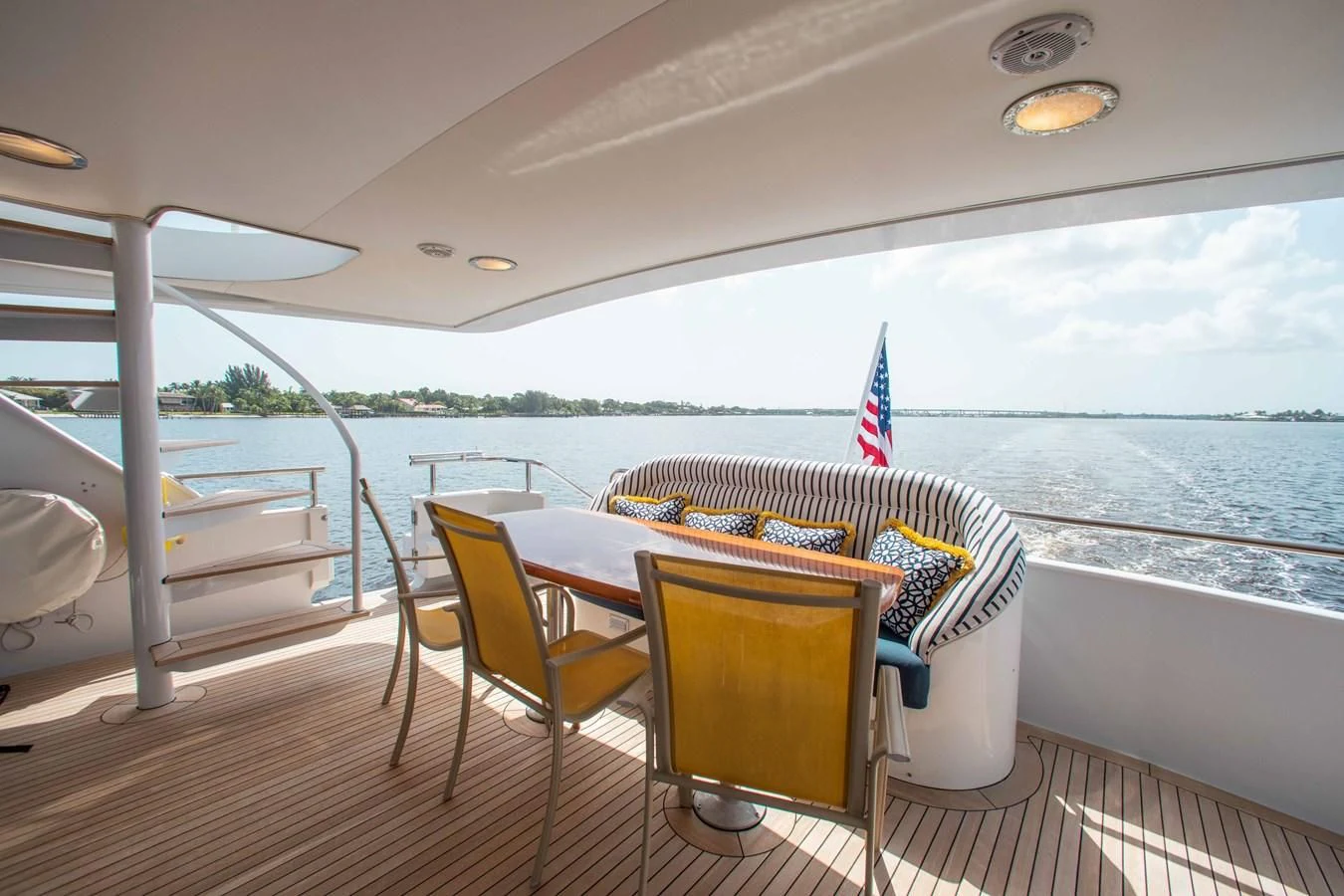 a table and chairs on a boat aboard SEAQUEST Yacht for Sale