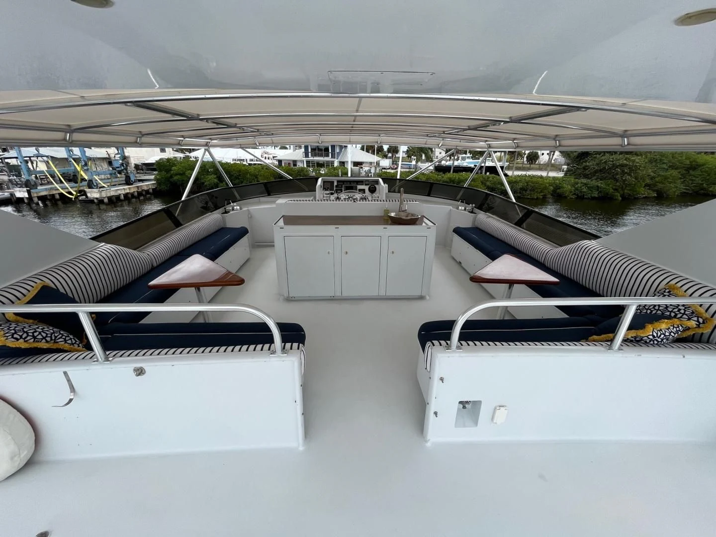 a large white boat with a deck aboard SEAQUEST Yacht for Sale