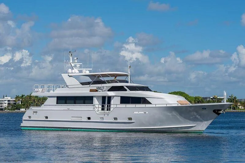 a white yacht on the water aboard SEAQUEST Yacht for Sale