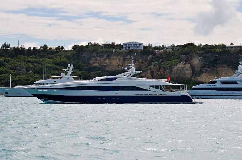 a boat in the water aboard HASHTAG Yacht for Sale