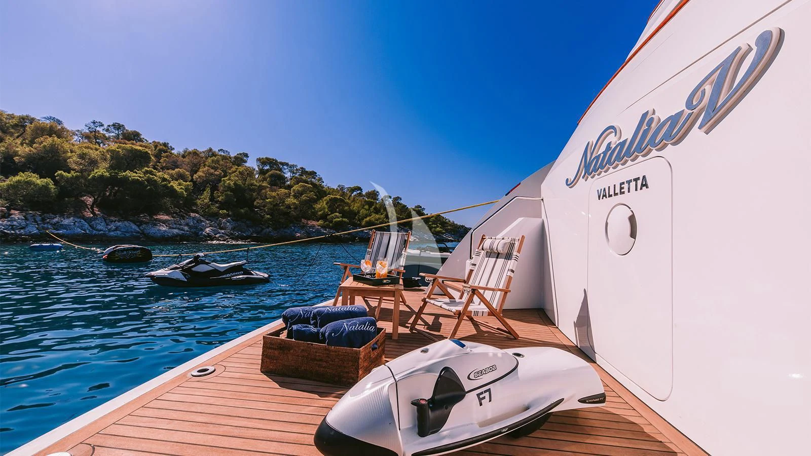 a boat on the water aboard NATALIA V Yacht for Sale