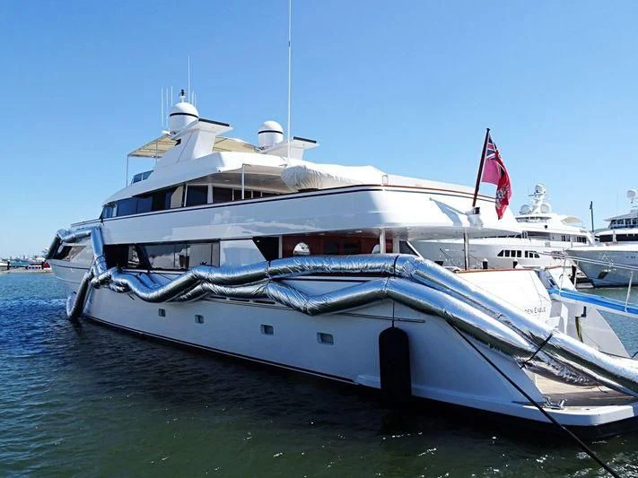 a large white boat in the water aboard NATALIA V Yacht for Sale