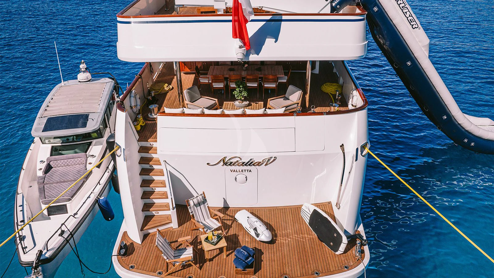 a boat on the water aboard NATALIA V Yacht for Sale